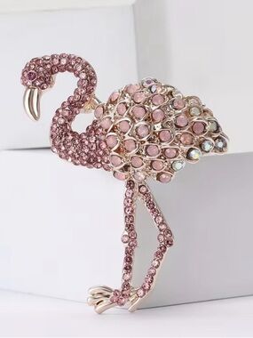 Pink Crystal Flamingo Brooch - Women Jewelry